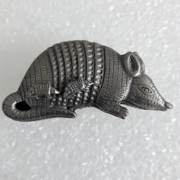 Torino Trinket Box, Pewter Armadillo Brooch With Tiny Earrings - Picture 1 of 8